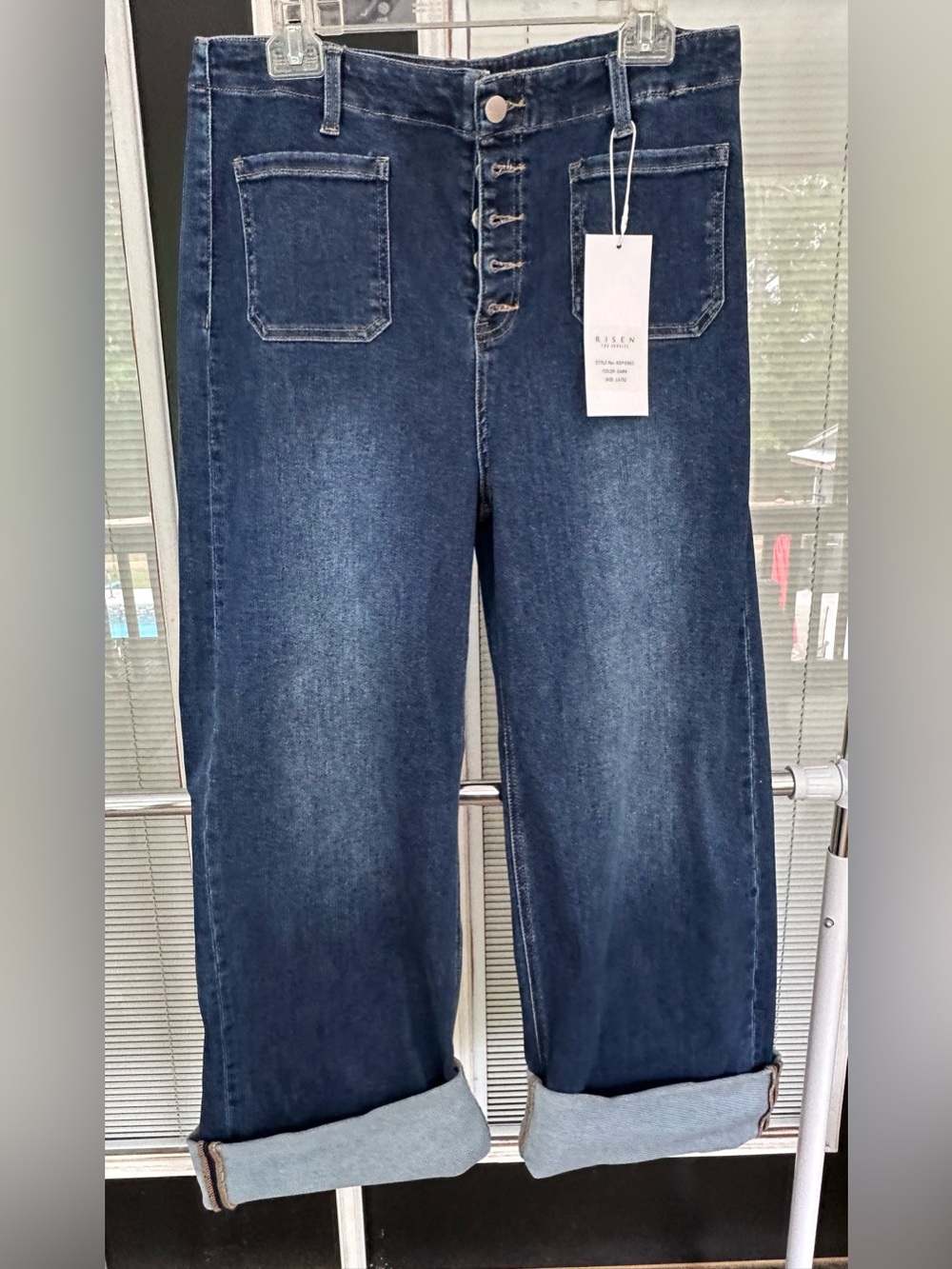 Size 15 Risen High-Rise Wide-Leg Women’s Jeans - Dark Blue. NWT!